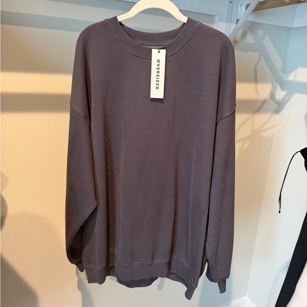 Aritzia TNA COZY AF Oversized Sweatshirt GD Inky Grey — Size 3 / XL NWT